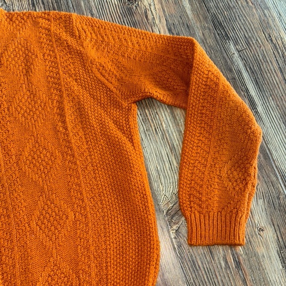 Vtg College Town Of Boston Knit Orlon Acrylic Sweater No Size Tag Burnt Orange - Picture 6 of 8